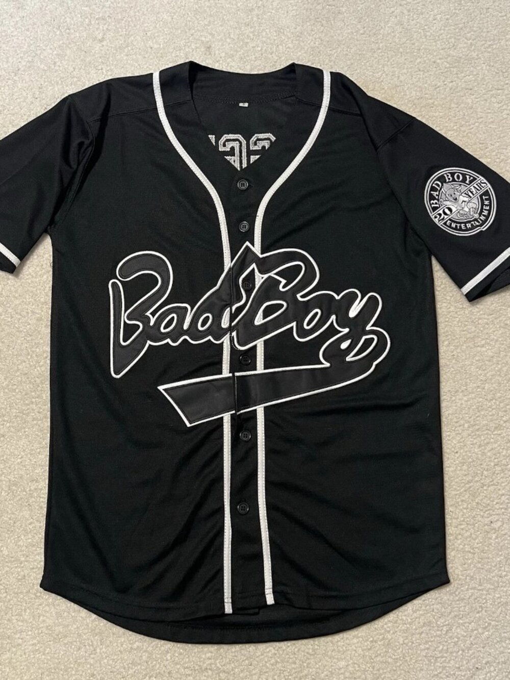 Bad Boy Entertainment Biggie 10 Medium Baseball Jersey 20th Anniversary Black